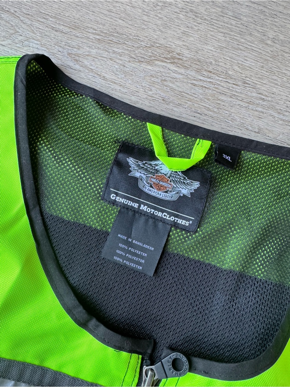 Harley-Davidson Neon Yellow Black Reflective Safety Vest - Picture 8 of 8